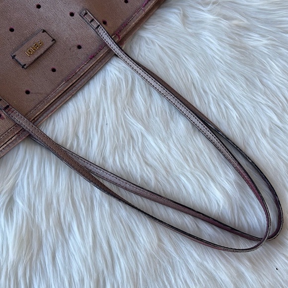 Authentic Fendi Pink Metallic Perforated Zip Tote - Picture 8 of 16